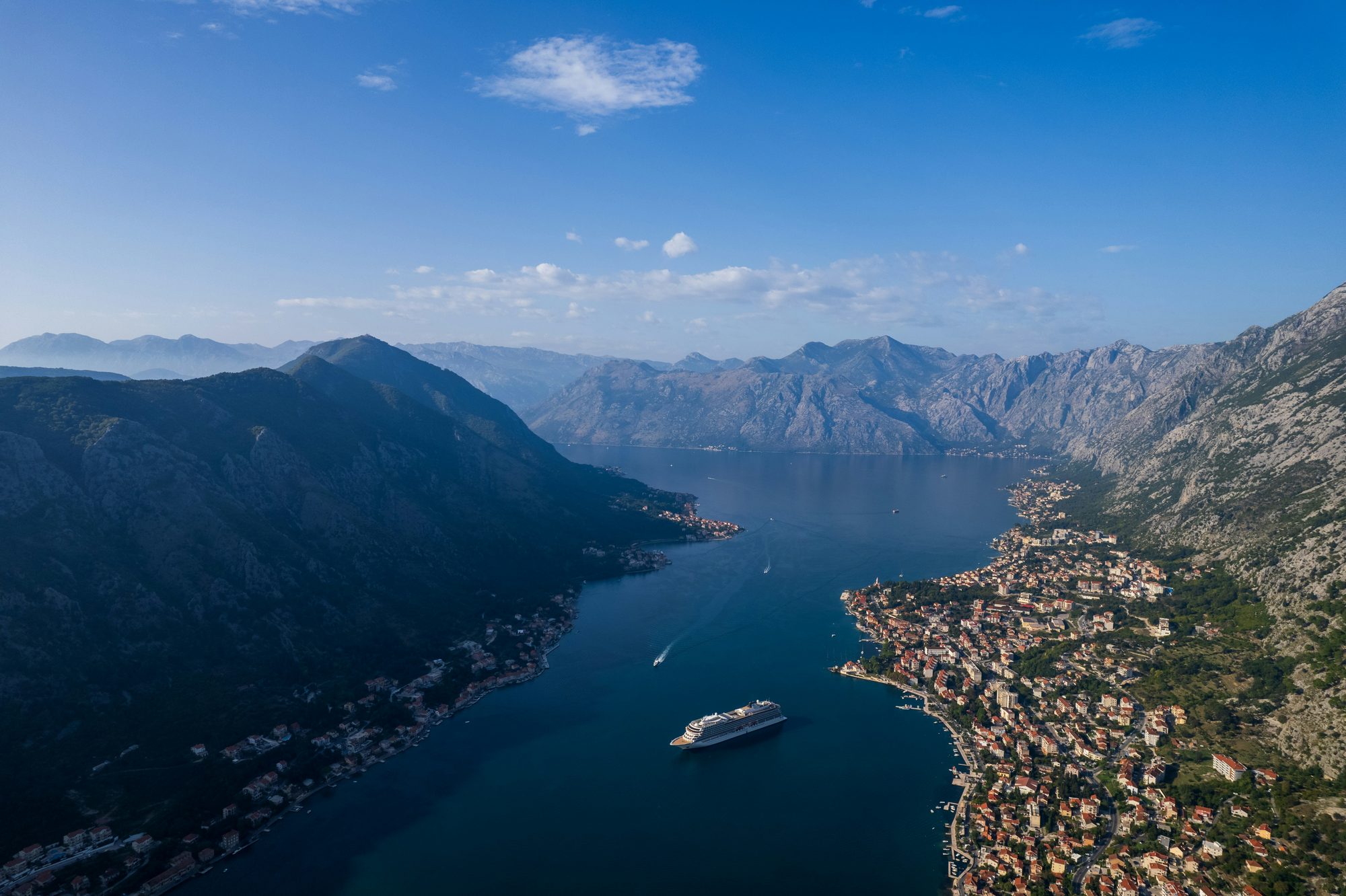 Aerial view of the Bay of Kotor, Montenegro